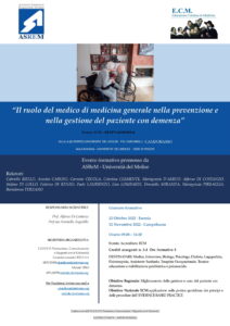 Scopri di più sull'articolo Evento ECM: Il ruolo del medico di medicina generale nella prevenzione e nella gestione del paziente con demenza
